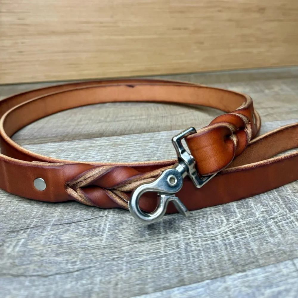 Handmade Leather Pet Leash 1”width 70”length Whicket and Craig English Bridle - Picture 5 of 11